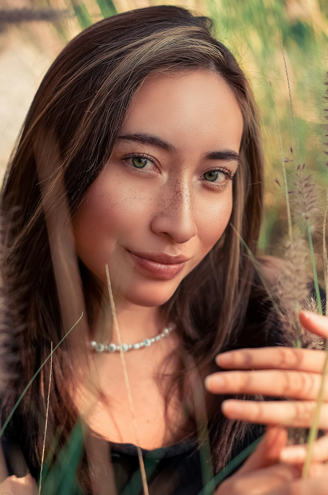 Portrait of a smiling woman with dark hair